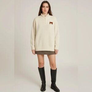 13DE MARZO Butterfly Patch Polo Sweater